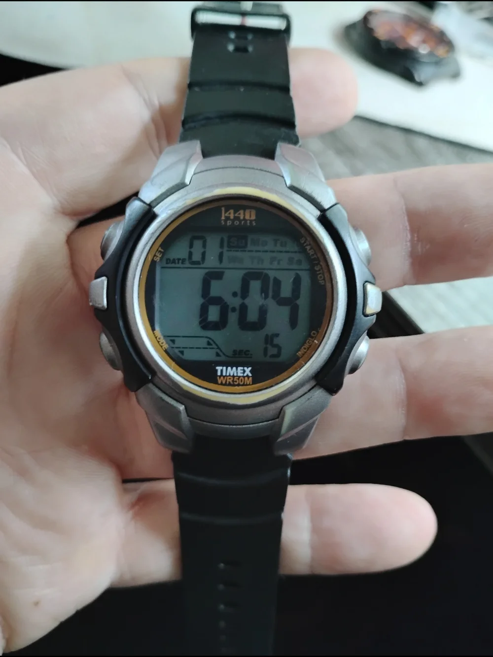 Timex Digital Sport Watch - Black and Silver with Orange Accent